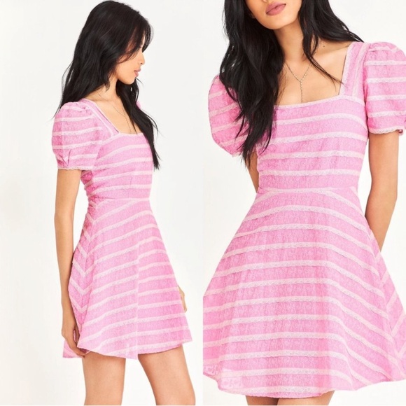 LoveShackFancy Drella Pink Embroidered Mini Dress - Picture 1 of 7